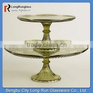LongRun China New Products GreenGlass Marcella Cake Stands Special Design Glassware With OEM Design thumbnail-1