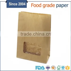 Regular Fast Food Pape Bag Brown Kraft Paper Bag With Clear Window thumbnail-1