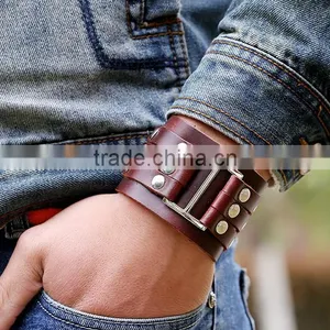 2015 Wide Vintage Leather Bracelets Cheap Leather Bracelets thumbnail-1
