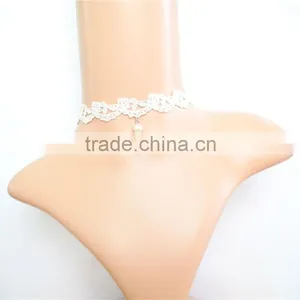 Vintage Pearl Choker Necklace Lace White Lace Lolita Lolita Choker Necklace Bridal Jewelry thumbnail-1