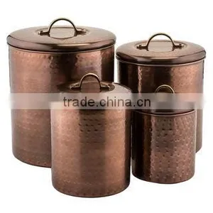 Set of 4 Copper Colored Metal Storage Canisters thumbnail-1