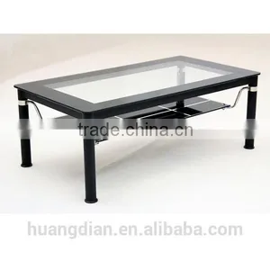 Wooden Feet Glass Top Hotel Lobby Coffee Table for Sale CT7012 thumbnail-1