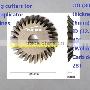 Milling Cutters for Key-duplicator Machines OD (80mm) Thickness (6mm) ID (12.7mm) (Welded-Carbide) 28T thumbnail-1