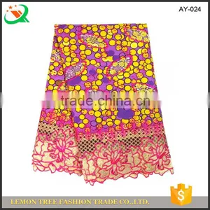 For Party Wax Lace Dress Fabric High Quatity Cord Lace Wax Print Fabric African thumbnail-1