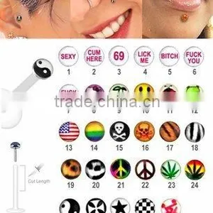 Hot Sale Push-in Logo Labret Ring Body Piercing Jewelry thumbnail-1