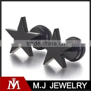 Black Five-pointed Star Stainless Steel Earrings Jewelry thumbnail-1