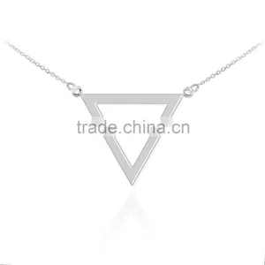 Attractive Silver Colored Women Small Triangle Charm Necklace thumbnail-1