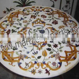 Beautiful Marble Inlay Dining Table Top thumbnail-6