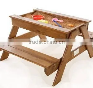 Outdoor Wood Kids Sandpit Picnic Table thumbnail-1