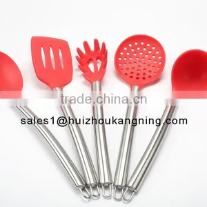 Stainless Steel & Silicone Cooking Utensil Set Spatula, Mixing & Slotted Spoon,Pasta Fork Server, Drainer thumbnail-1