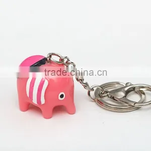 Pink Resin Cartoon Elephant Keychains thumbnail-1
