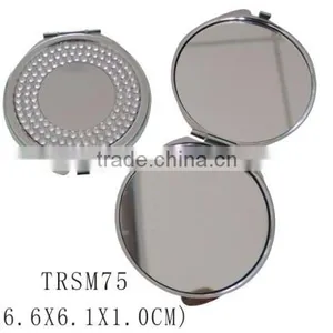 Folding Metal Bling Rhinestone Cosmetic Pocket Mirror Double Sides Compact Mirror thumbnail-1