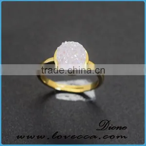Natural Druzy Gemstone Cluster 925 Sterling Handmade Silver 8mm Ring thumbnail-6