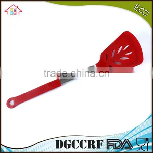 NBRSC FDA Heat Resistance Silicone Slotted Shovel Spatula Turner Spade New Leaf Shaped With Stainless Steel Core thumbnail-1