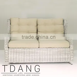 Driago Wicker Sofa- Outdoor Rattan Bench- Grey Wicker Bench thumbnail-2