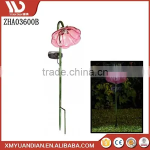 Mini Glass Metal Bell Flower Garden Stake Color Changing Led Handpainted Polyresin Figurine Solar Powered Light thumbnail-2