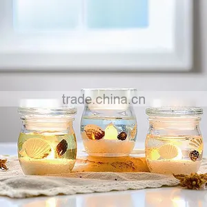 Coastal Motif Mini Glass Jar Candles With Gel Wax Inside thumbnail-1