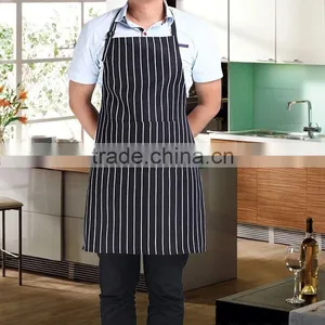 Stripe Bib Apron With 2 Pockets Chef Waiter Kitchen Cook New Tool NVIE thumbnail-1