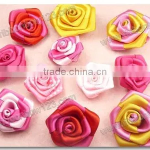 2015 Pure Handmade Satin Ribbon Rose Flower for Fancy Dress thumbnail-1