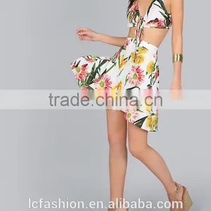 Sexy Summer Beach Print Crop Top and Skirt Wholesale Ladies Summer Beach Clothing thumbnail-6