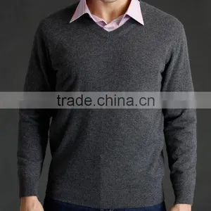 The 2013 Manufacturers Men Solid Color Cashmere V-neck Pullover Cashmere Sweater thumbnail-1