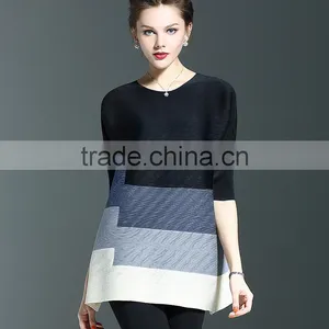 Custom Fashion Lady Three Colors Matching Loose Pleated Dress thumbnail-3