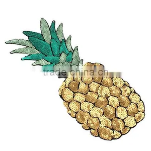 Pineapple Applique Embroidery Designs Custom Fruit Embroidery Sequin Patch thumbnail-2