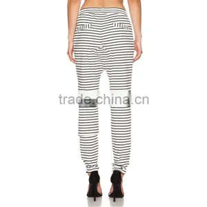 Drop Crotch Fashion Striped Drawstring Jogger Trousers Women thumbnail-3