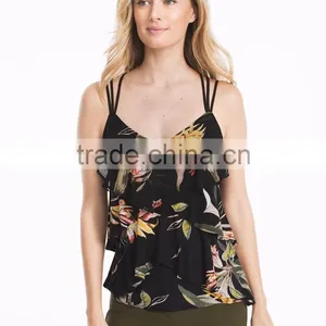 MGOO Wholesale Ladies Fancy Sleeveless Tops Made From 100% Polyester Chiffon Casual Sexy Crop Tops thumbnail-2