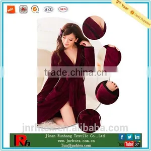 New Product Custom Women Plain Coral Fleece Bathrobe thumbnail-1