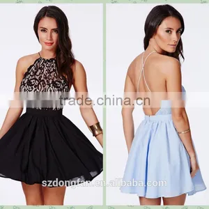 Women Dress New Sexy Backless Cross Backless Lace Ball Gown Party Dress Formal Homecoming Dress Short Mini Prom Dresses thumbnail-1
