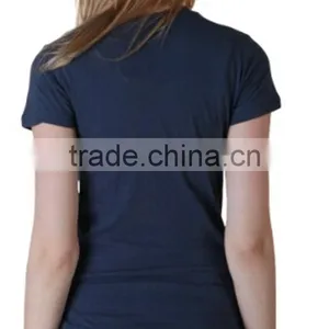 Ladies Blank V-neck T-shirt With Short Sleeve Plain thumbnail-2