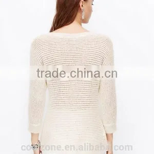 Slim Fit Sequins o Neck Long Sleeve Wool Woman Sweater thumbnail-3