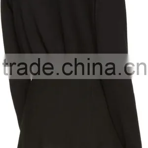 High Quality Wool Blended Crew Neck Heart Cut-Out Black Pullover for Women thumbnail-3