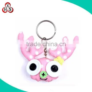 Customized Cute Big Eyes Handmade Animal Cotton Keychain thumbnail-2