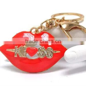 Wholesale Fashion Crystal and Epoxy Deco Accessories Kiss Lip Keychain thumbnail-1