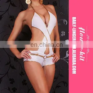 Factory Price Women Hot Sexy White Halter Teddy Lingerie thumbnail-3