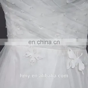 White Ruffled Tulle Off-shoulder Neckline Dress Elgant Beading Wedding Gown for Weddings thumbnail-5