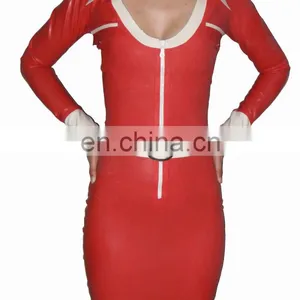 Red Latex Dress With Belt thumbnail-1