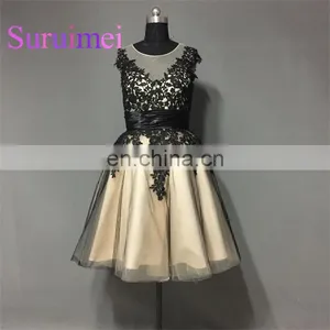 2017 Short Sleeves Scoop Neck Prom Dresses Robe de Soiree Evening Gowns Elegant thumbnail-1