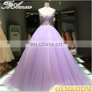 2016 China Supplier Night Purple Wedding Evening Dress Beaded Ball Gown thumbnail-1