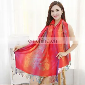 New Minority Style Thin Cotton Butterfly Jacquard Outdoor Poncho Scarf for Lady thumbnail-3