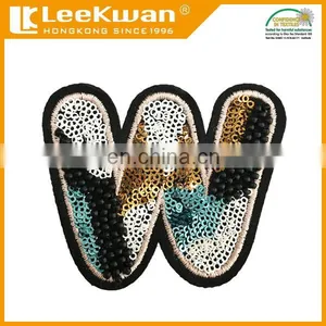 Sequin Alphabet Letters, Rhinestone Letter, Sequin Applique, Sequin Beaded Patch thumbnail-1