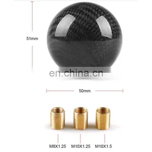 Real Carbon Fiber Universal Car Gear Shift Knob Shifter Lever Round Ball Shape thumbnail-3