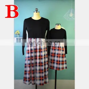 2019 NEW Three Quarter Sleeve Black Plaid Mom Daughter Dress Family Matching Outfit (this Link for Girls,1-12years) thumbnail-3