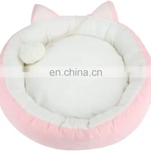 Cat Bed Round Pet Bed for Cats, Kittens, Puppies and Small Dogs Washable Pet Bed With Waterproof Bottom thumbnail-3