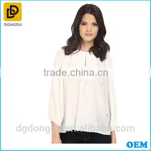 2016 Custom Latest Design White Casual Summer Blouse for Women thumbnail-1