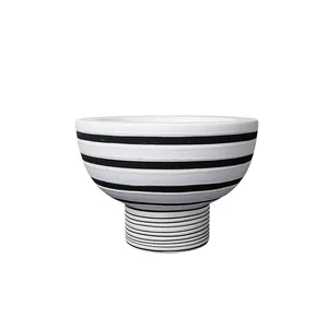 Black And White Zebra-Stripe Nordic Style Unique Ceramic Vase Decortion For Office Hotel thumbnail-2