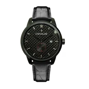 Stainless Steel Case Gents Watches Genuine Leather Man Fashion Quartz Watch thumbnail-3