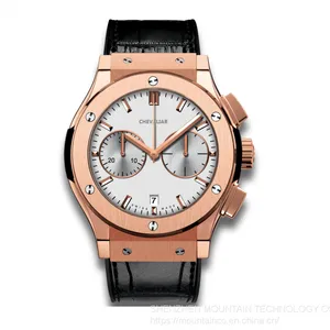 Stainless Steel Fashion Multi-function Watches Man Genuine Leather Chronograph Watch thumbnail-5
